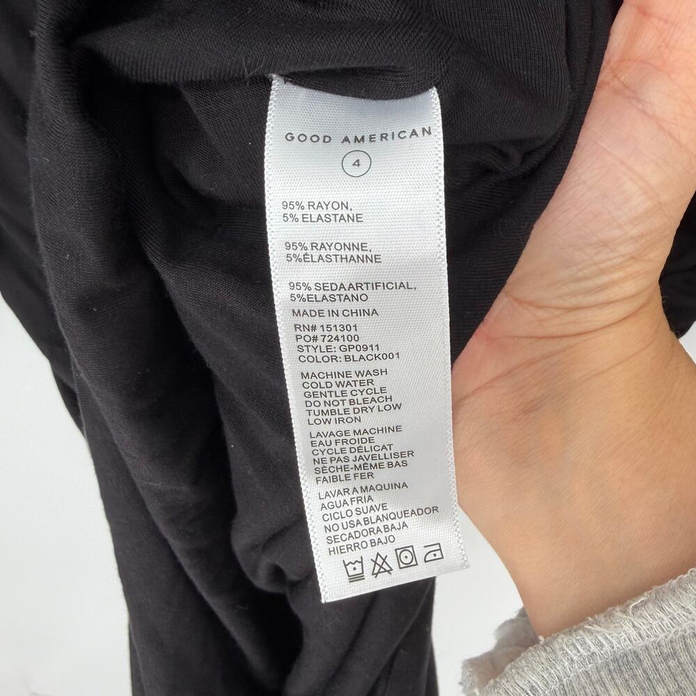 Good American Ruched Bodycon Midi Dress Black Long Sleeve Women's Size 4 XL - Picture 4 of 8
